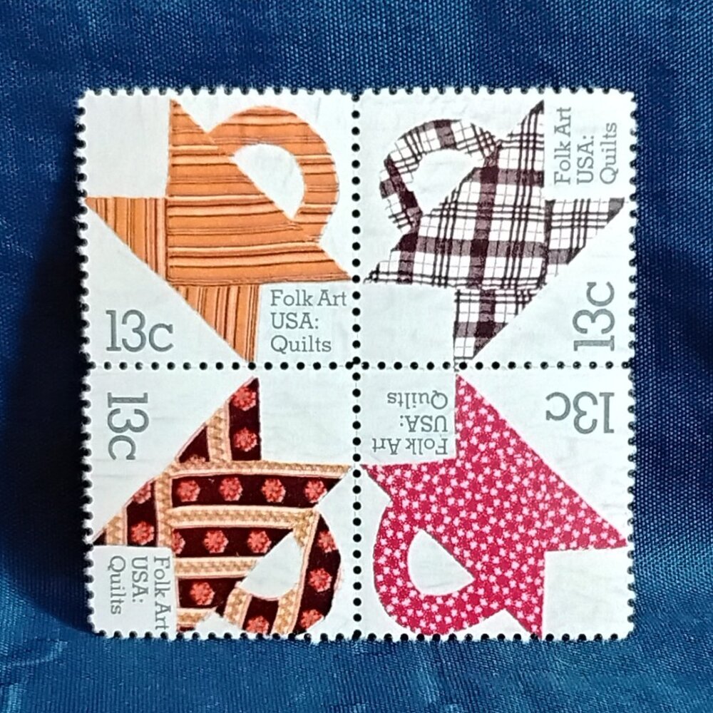 Uncirculated USA 1978 Folk Art-Quilts Block of Four 13 Cent Stamps!!